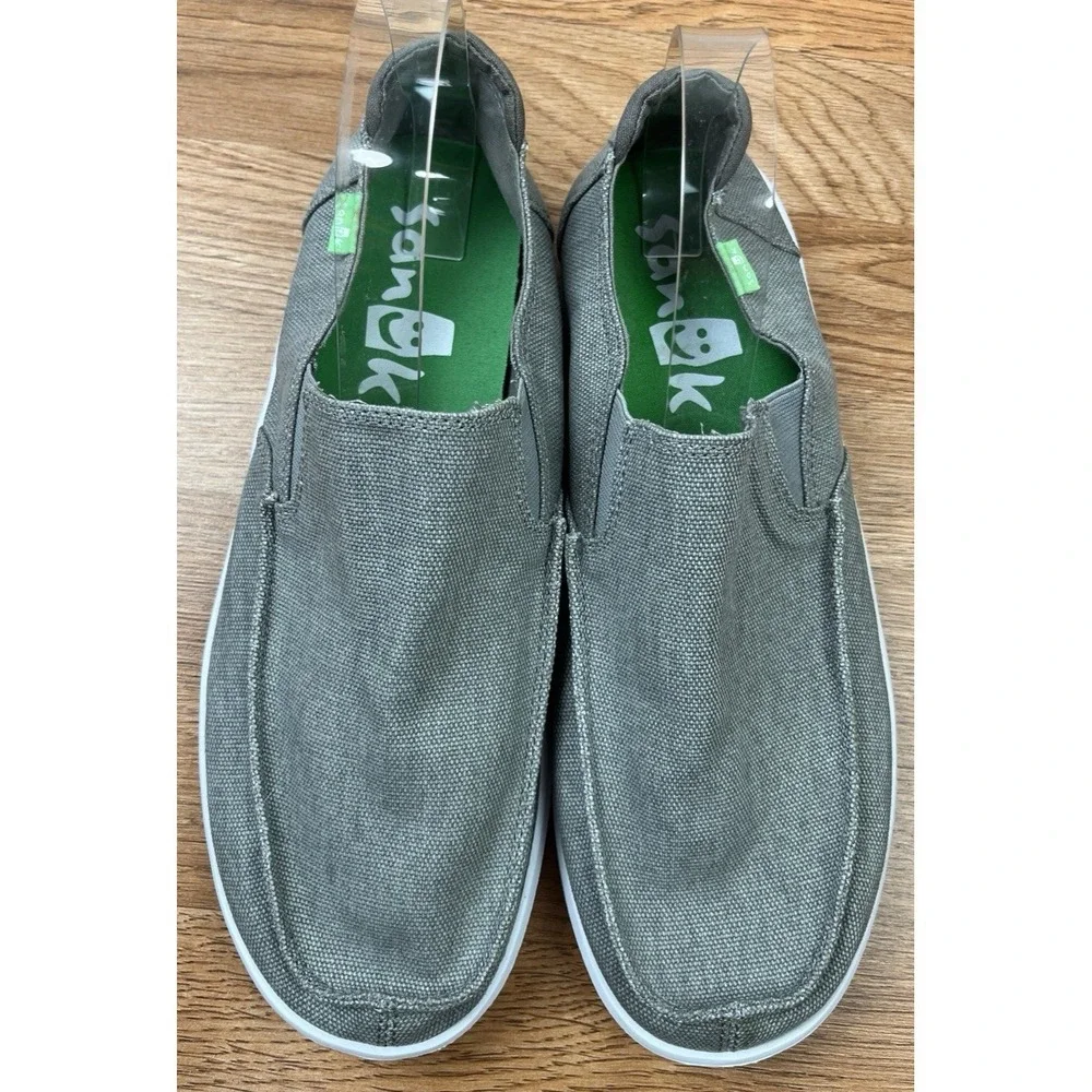 Sanuk Men's Hi Five Comfort Loafers Grey Slip-on Sneakers Size 10